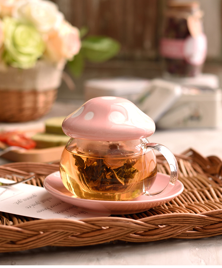 Tasse thé champignon verre – vue générale