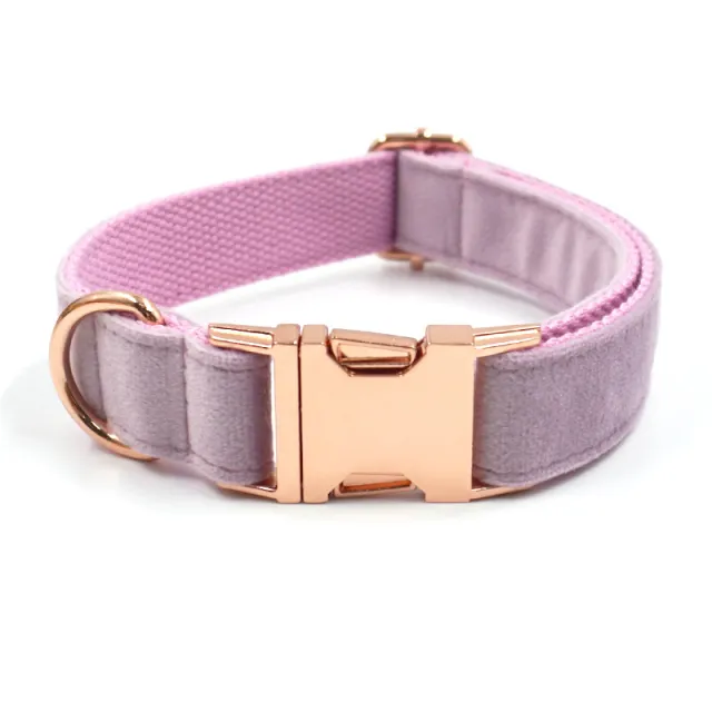 Dark Grey Velvet Pet Collar Leash Purple Buckle Collar - Shop at LoveMi