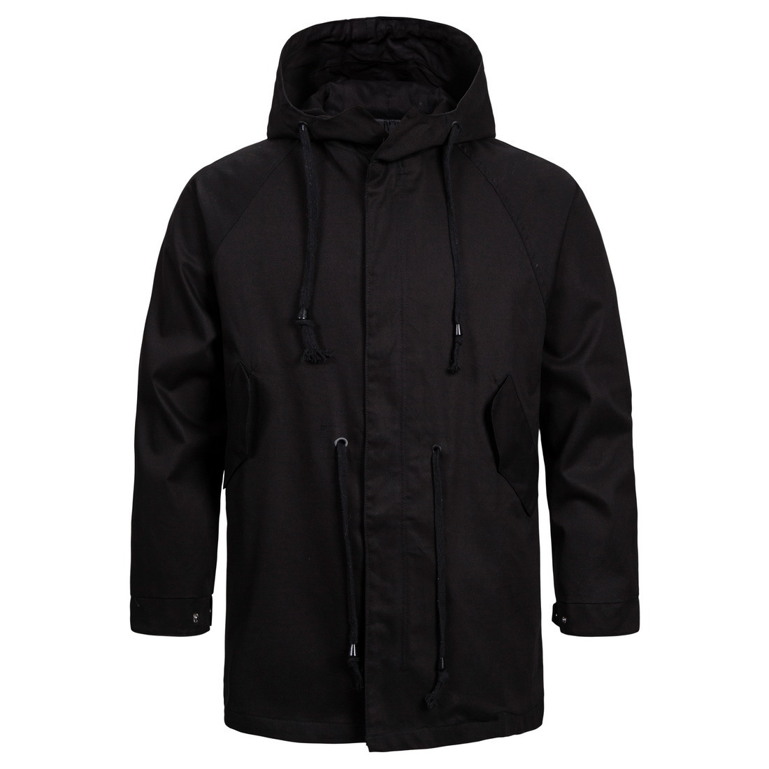 Men's Cotton Hooded Jacket Men's Waist Solid Color Hooded Jacket