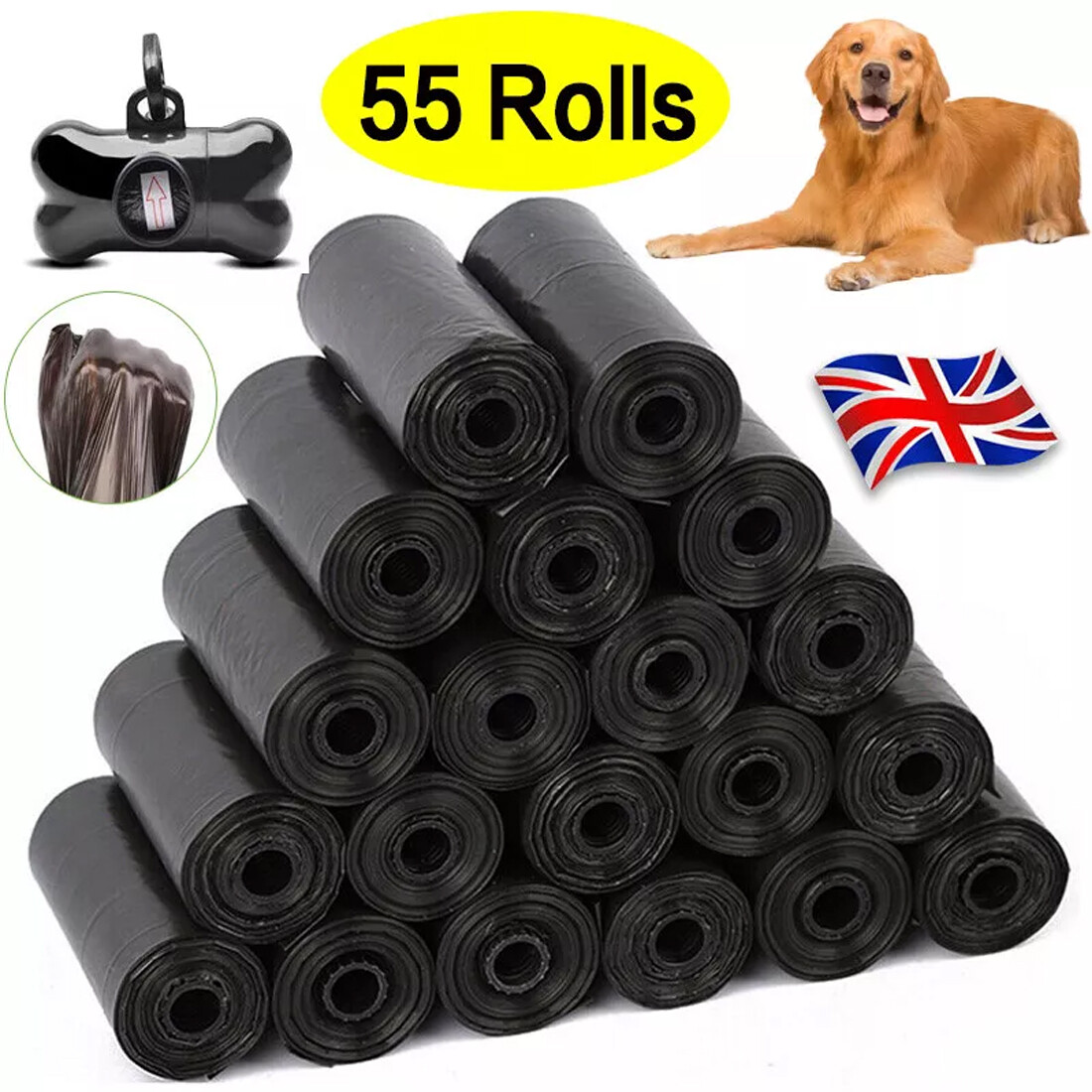 1100x Dog Poo Bags Biodegradable Pet Cat Dog Poop Waste Bags With Dispenser UK