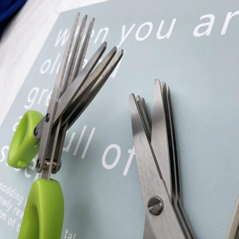 Multifunctional Multi-layer Green Onion Scissors Stainless Steel Onion Cutting Knife Herb Seaweed Spice Scissors Kitchen Scissor Kitchen Gadgets – image 4