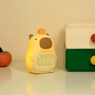 Popular Capybara Silicone Alarm Clock Night Light, Rechargeable Dimmable Tap Control LED Lamp