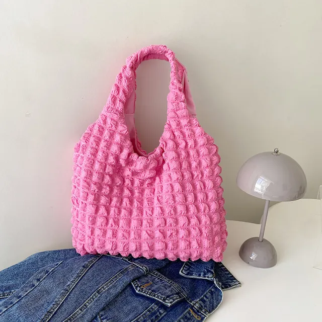 Cute Pleated Puff Shouder Bag Women Large capacity Cloud Armpit Bag Winter Fashion Handbags Girls Rose - Shop at LoveMi