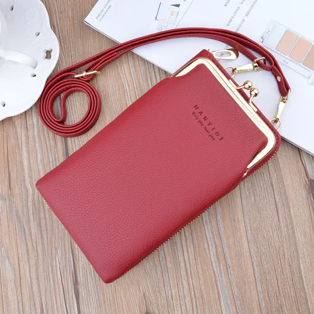Soft Leather Lychee Pattern Largecapacity Messenger Bag Single Shoulder Pouch Red - Shop at LoveMi