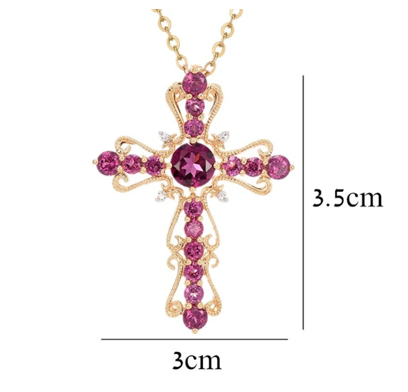 Garnet Cross Pendant With Colored Gemstones