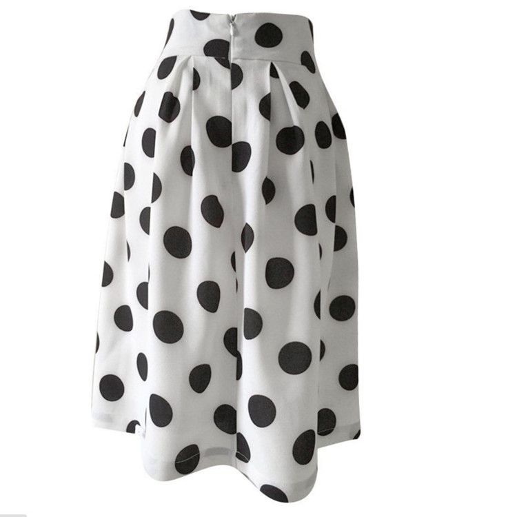 Ladies Fashion Polka Dot Slim Half Body Pleated Puff Skirt