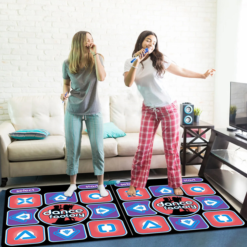 Double Dance Mat For Kids Child Adults Wireless Dancer Step Pads Non-Slip Home