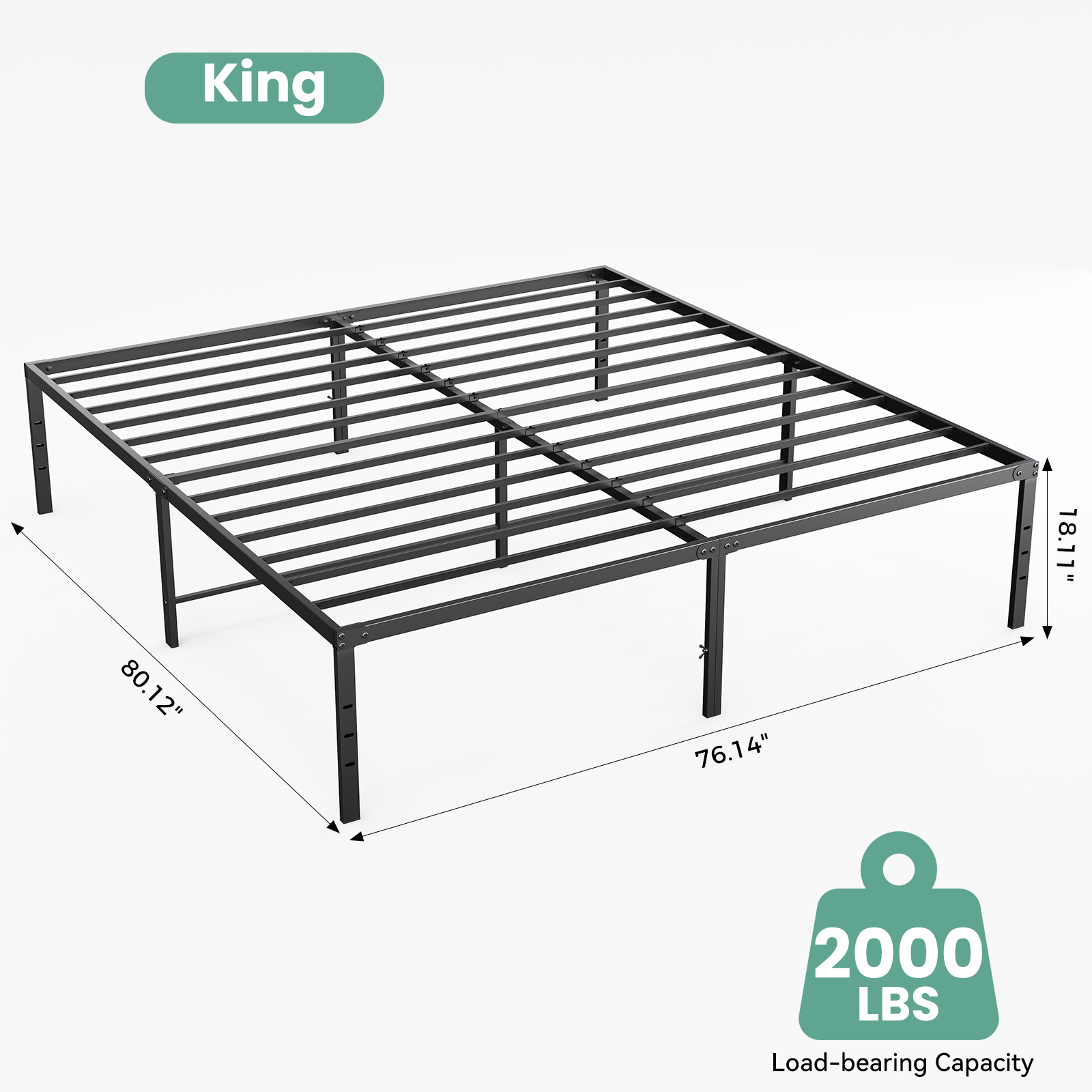 Sturdy And Durable Metal Base Frame, Noiseless Sturdy Steel Crossbars, Under-bed Storage Space, No Need For Box Springs