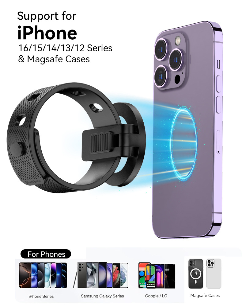 MagSafe Magnetic Phone Holder With Adjustable Silicone Strap, 4000Gs Strong Magnet Gym Shopping Cart Mount, 360 Rotation Stand For Phone & Universal Phones