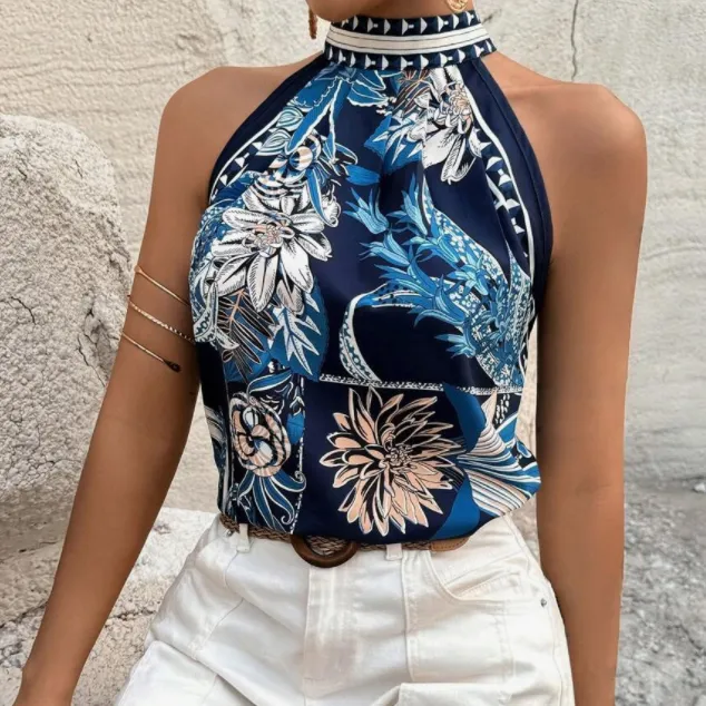 Summer Floral Print Open Collar Shirt Multicolor - Shop at LoveMi