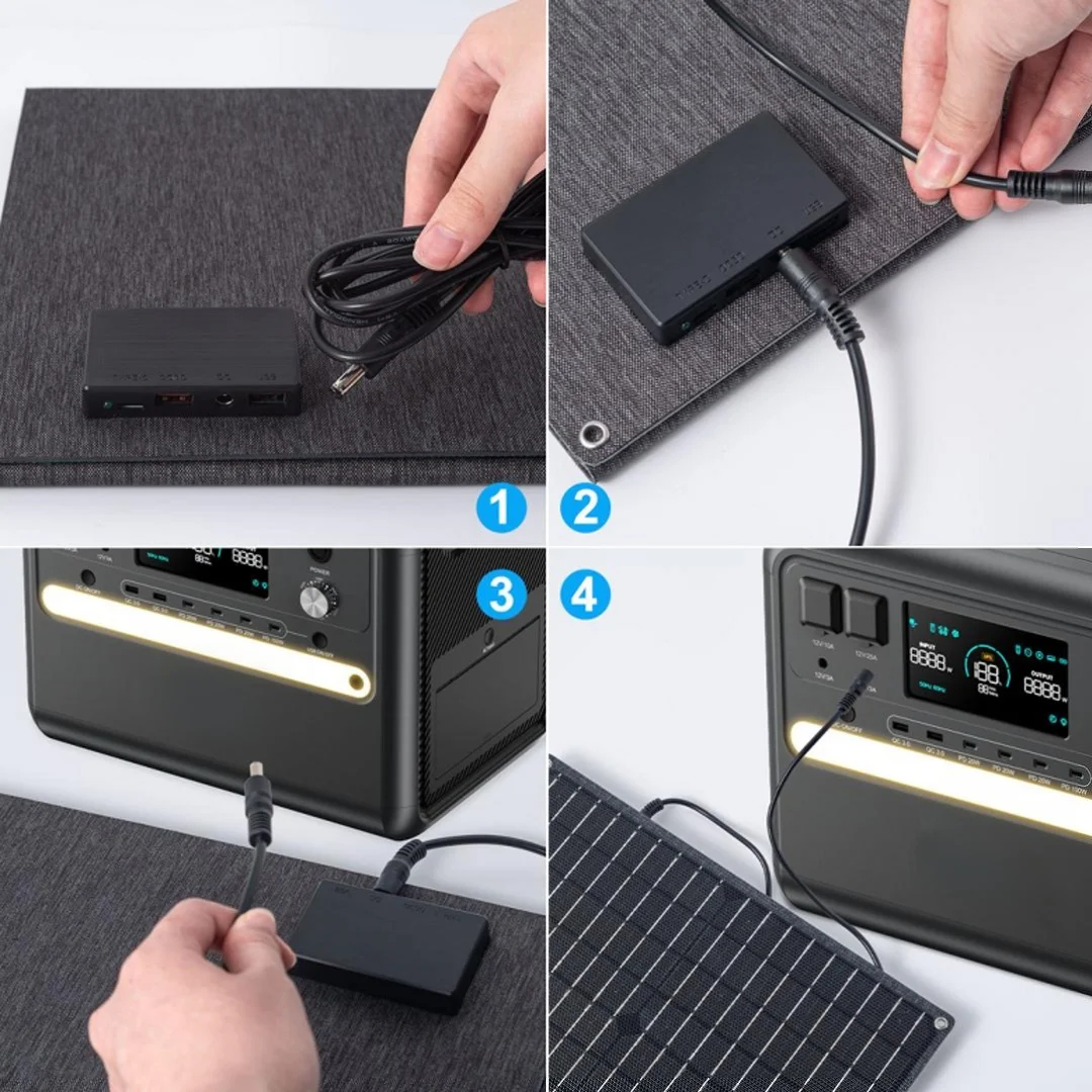 60W Portable Solar Panel Monocrystalline Foldable Solar Panel P65 Waterproof Solar Panel Charger 23.5  High Efficiency QC3 0 PD USB Port DC Output 10 Connectors For Outdoor Camping Cloudy