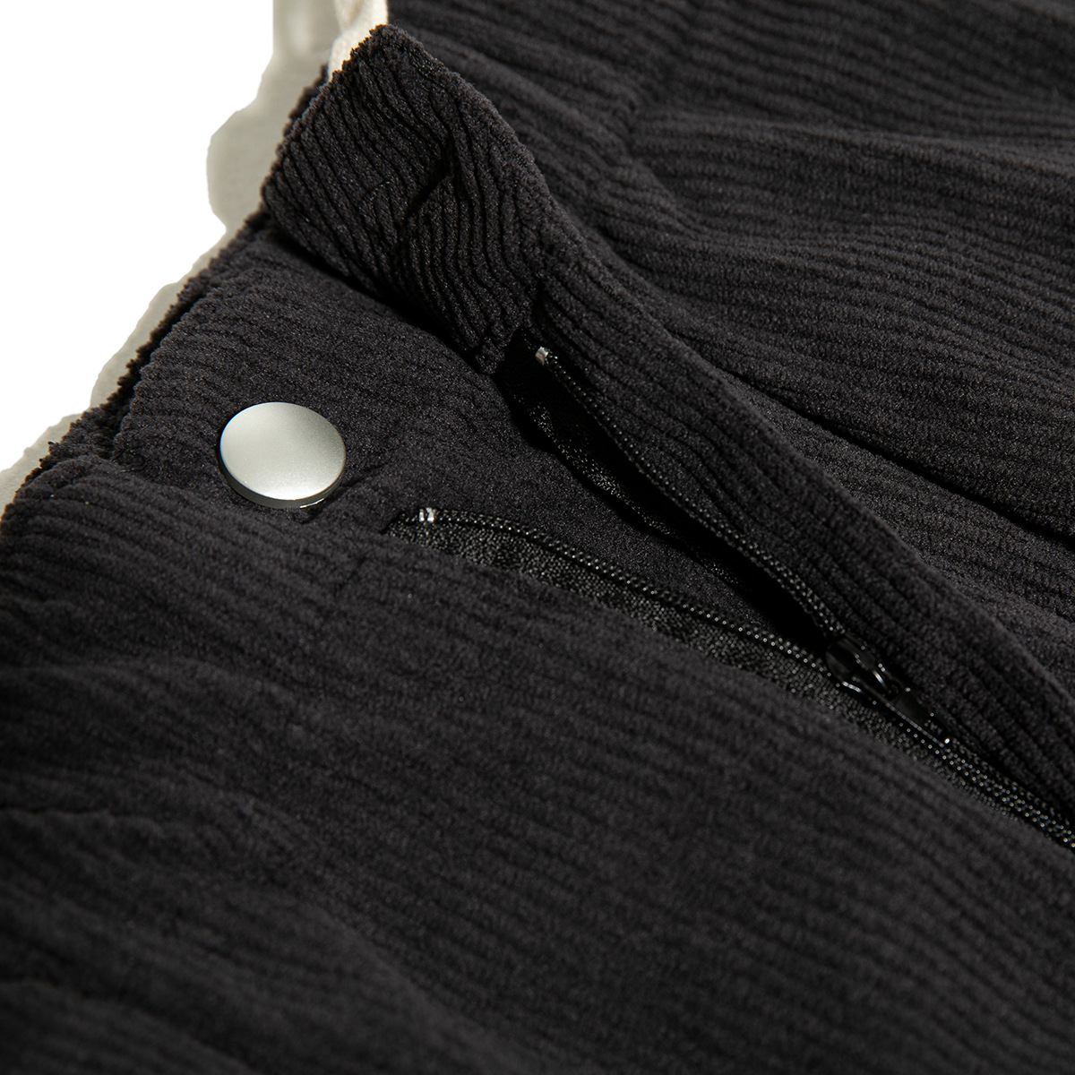 Corduroy Straight Leg Pants Beige Drawstring