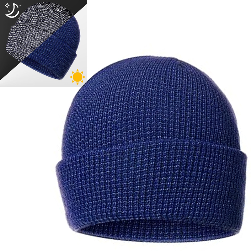 Winter windproof hat knitted reflective beanie hat thick