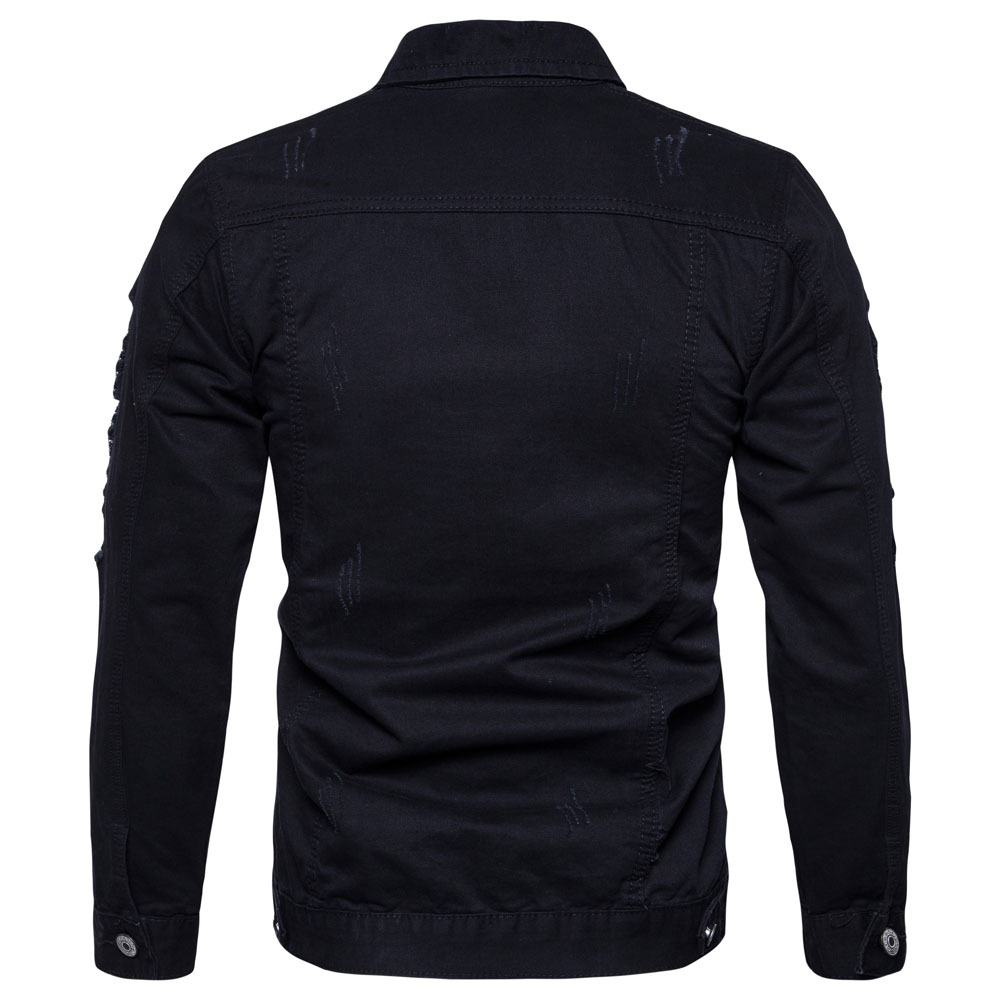 Men's Brown Denim Casual Jacket Solid Single Breasted Patch Pocket