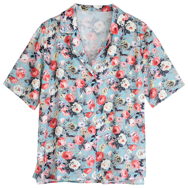 Title 3, V-neck Floral Top Retro Hong Kong Style Loose, ...