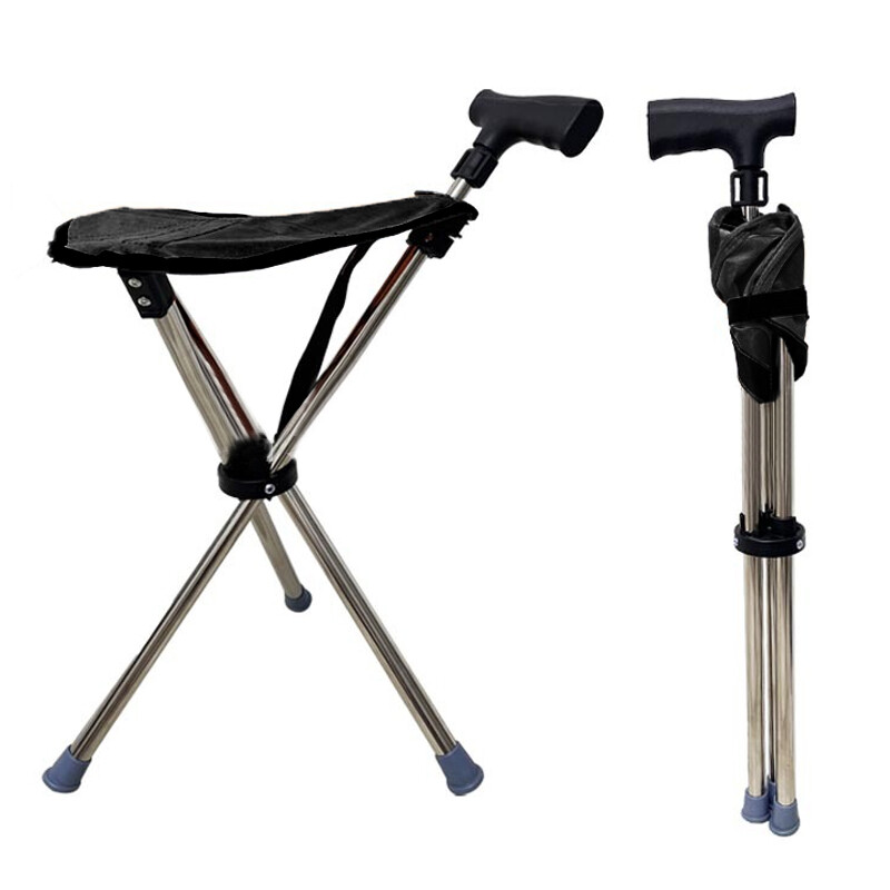 Bastón Plegable con Asiento - Silla Taburete de Aluminio para Adultos Mayores - imagen 1