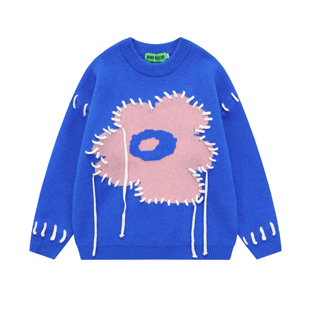 Sewn Design Feel Flower Pullover Sweater Men