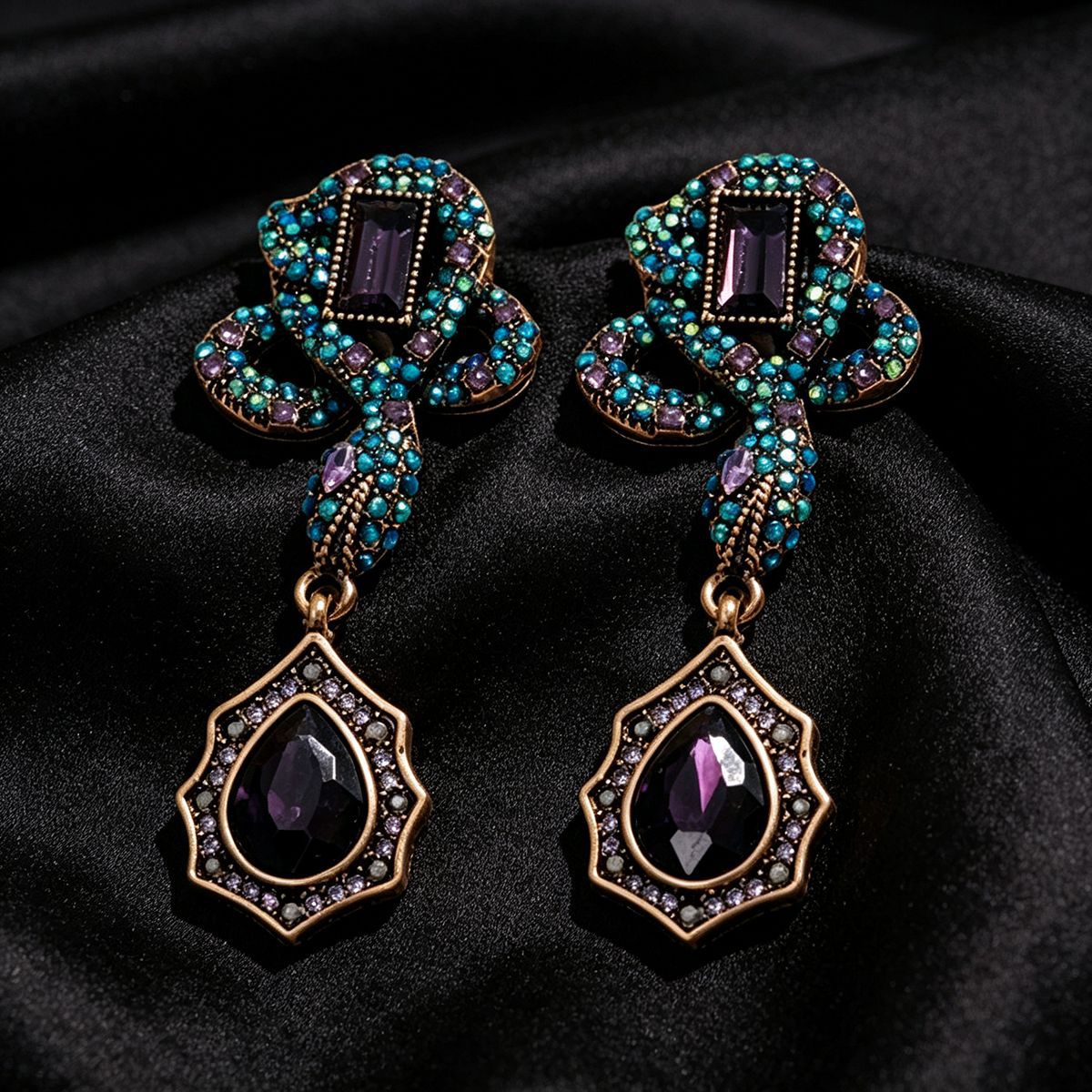 Boucles d'oreilles pendantes floral vintage — franges élégantes 1