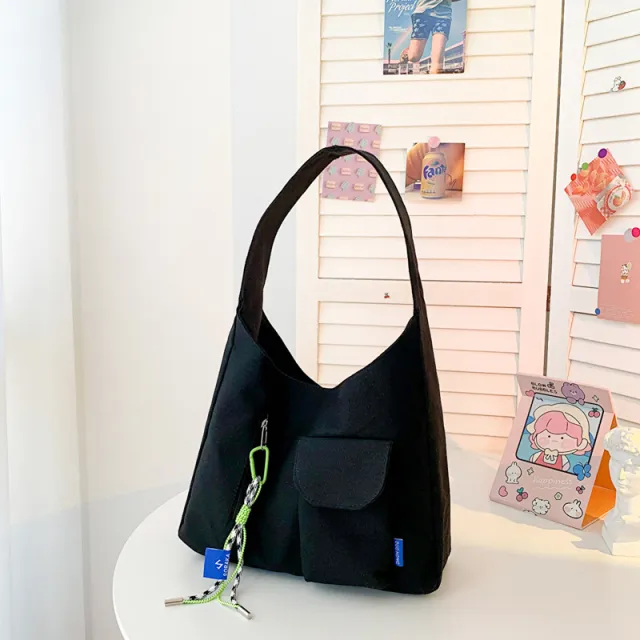 Women's Fashion Simple Clashing Shoulder Bag Black - Shop at LoveMi