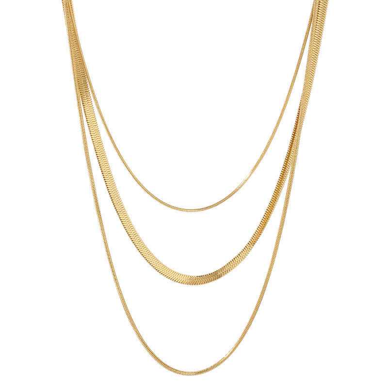 Multi-layer Titanium Steel Snake Bone Necklace Women's Fashion Three-layer Temperament Clavicle Chain