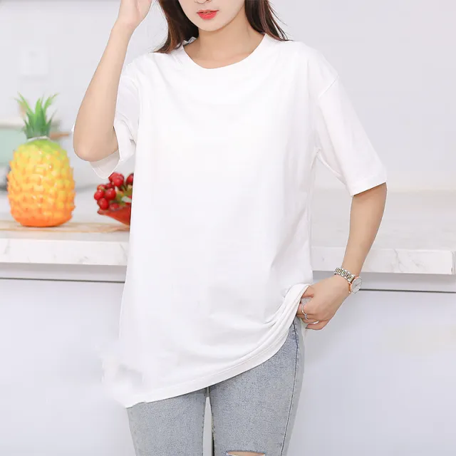 Summer Women's Pure Cotton With Chest Pad Round Neck Short Sleeve White - Shop at LoveMi