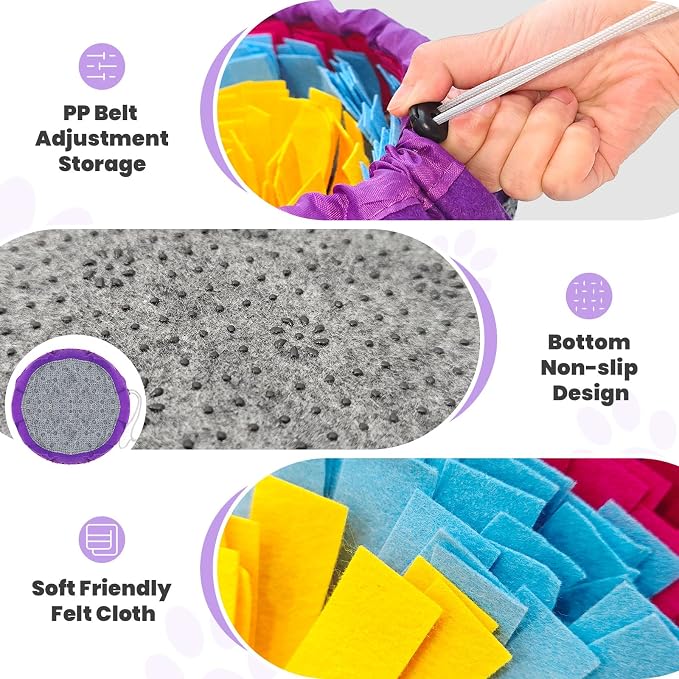 19-Inch Snuffle Mat For Dogs & Cats, Adjustable Slow Feeder And Interactive Foraging Puzzle Toy For Mental Stimulation