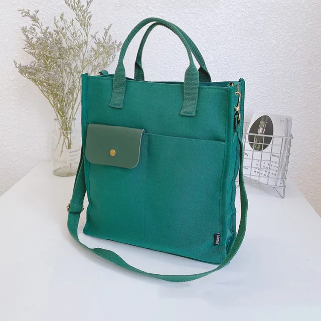 Hand held One shoulder Canvas Tote Bag Green - Shop at LoveMi