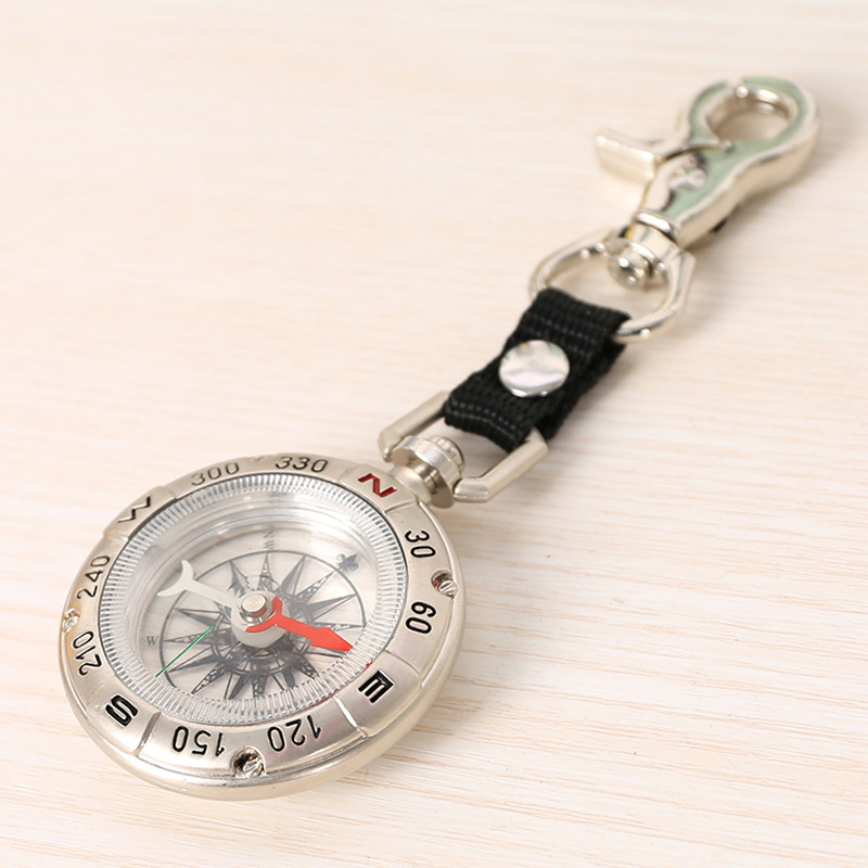 Retro pocket watch zinc alloy compass with keychain