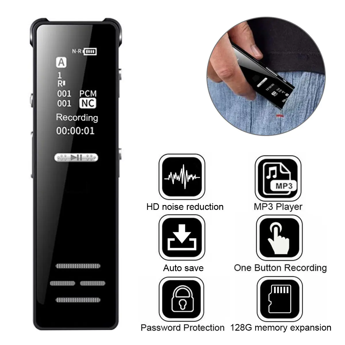 128G Spy Audio Recorder Digital Voice Activated