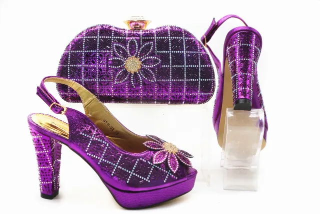 High Heels Peep Toes Shoes Matching Bag New Summer Purple - Shop at LoveMi