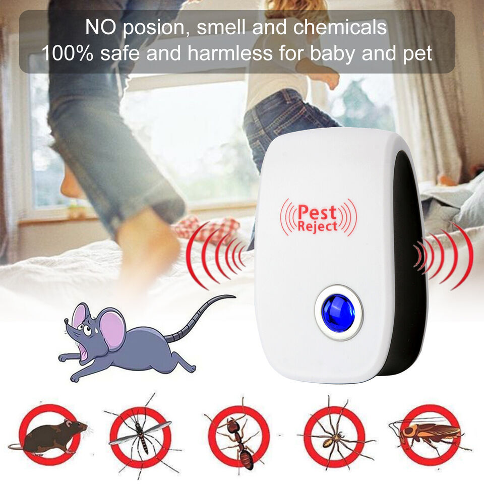 4X Ultrasonic Pest Control Repeller UK Plug-in Reject Rat Mouse Mice Spider UK 8