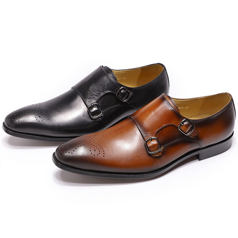 Casual Men's Shoes Double-breasted Top Layer Cowhide