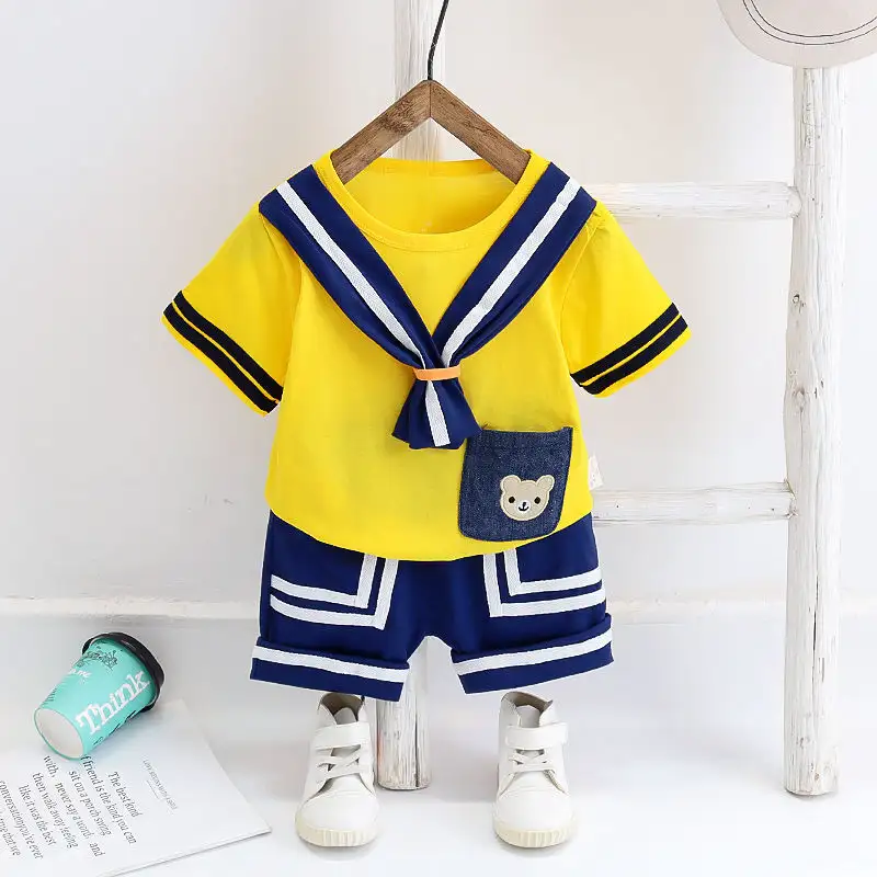 Short-sleeved Shirt Girls Western Style Sea-neck Summer Half-sleeved Two-piece Suit