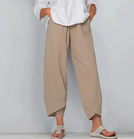 Wide Leg Pants Loose Casual Cotton Linen Khaki - Shop at LoveMi