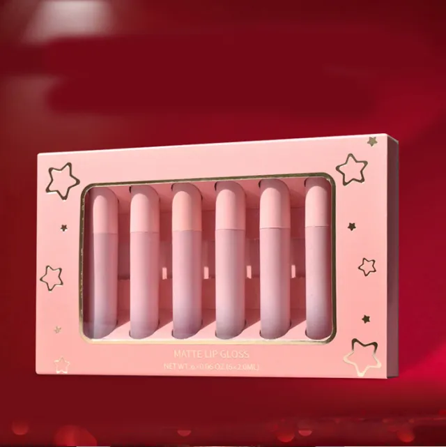 Non stick Cup Non fading Matte Velvet Lip Gloss Set 6Colors - Shop at LoveMi