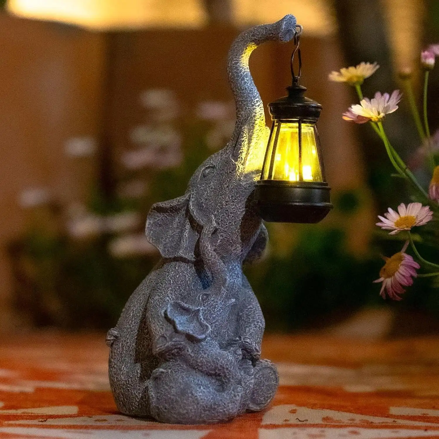 Elephant Solar Light, Figurine Front Porch Decor