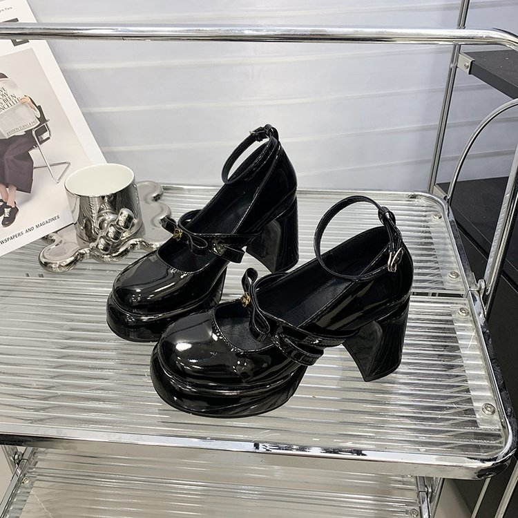 French Style Super High Heel Retro Mary Janes For Women  2026 Spring New Fashion Versatile Platform Block Heel Pumps