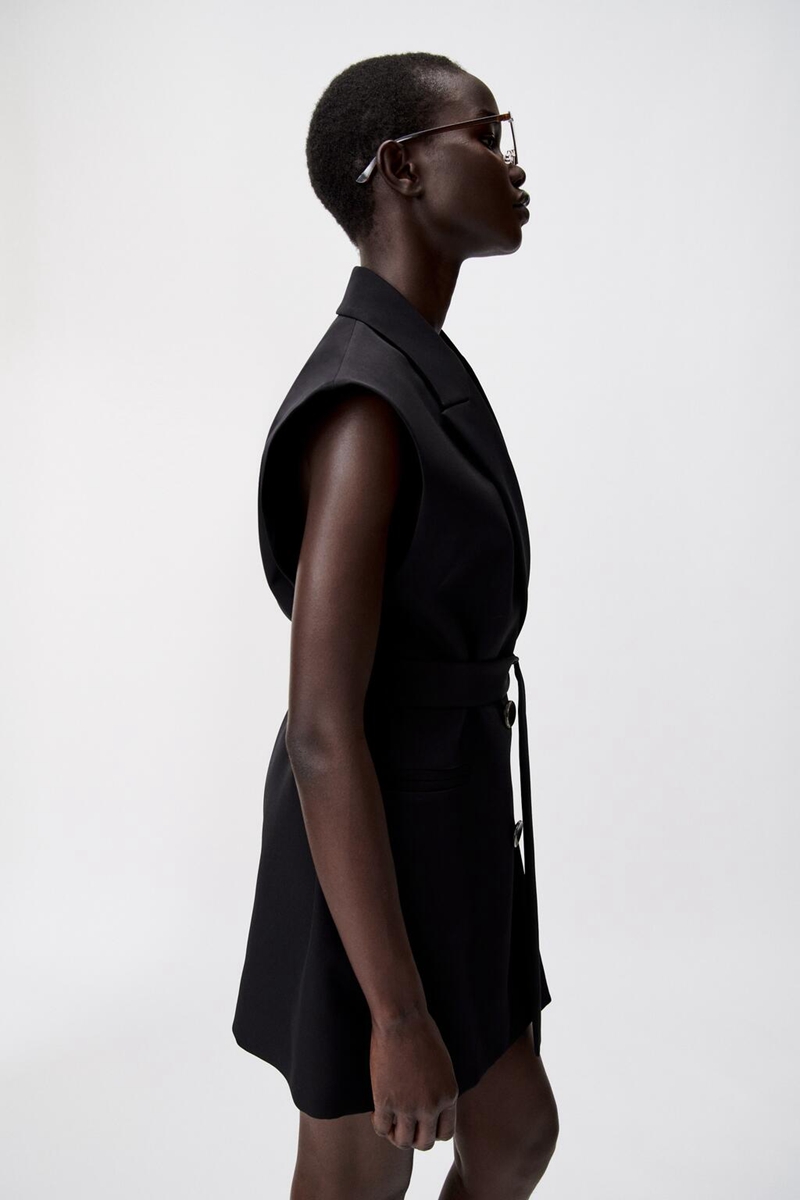 سترة صيفية نسائية مزدوجة الصدر مع حزام