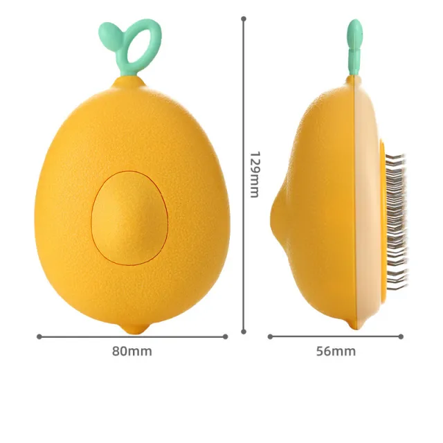 Creative Cat Grooming Comb Portable Massage Brush One Button Remove Floating Hair Scraper Cats Dogs Pet Self Cleaning Tool Accessories Yellow Lemon - Shop at LoveMi