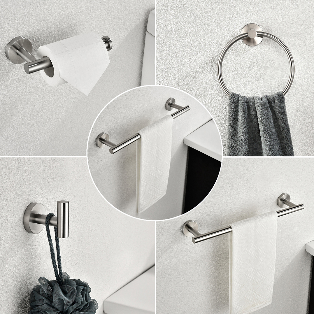 6 Piece Stainless Steel Bathroom Towel Rack Set Wall Mount Brushed Nickel