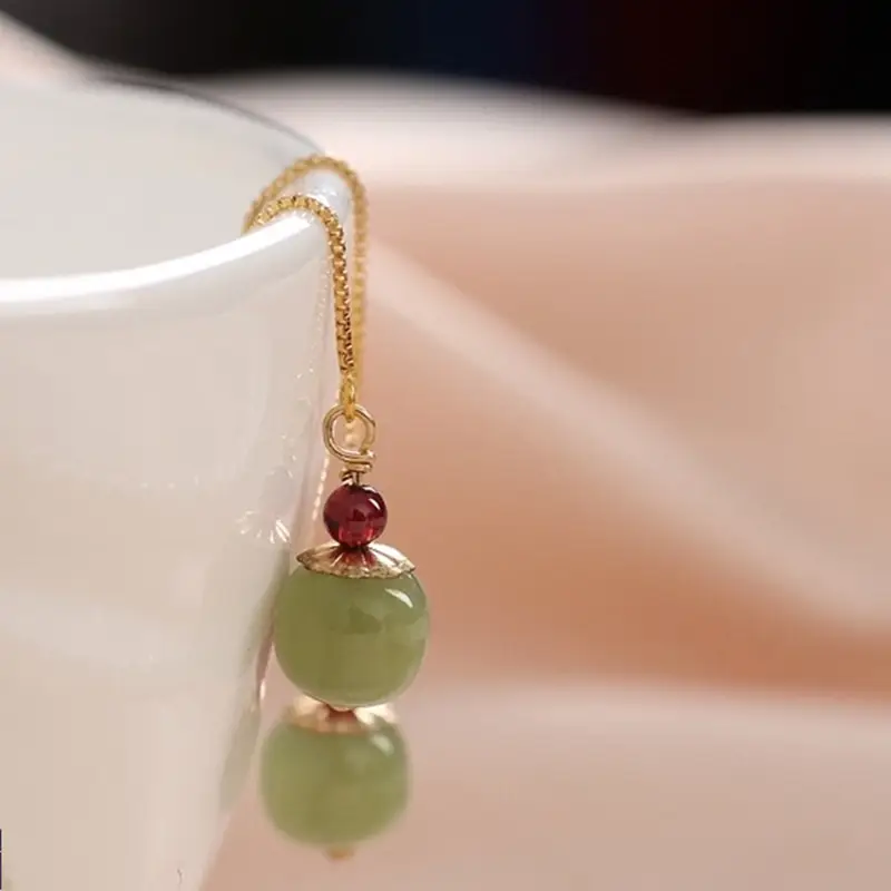 Natural Hetian Jade Clear Water Material Original Earrings
