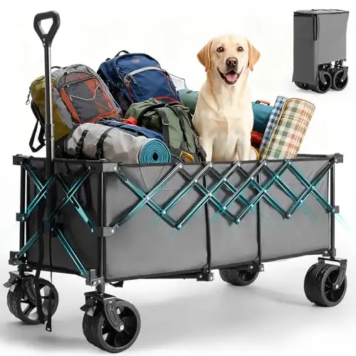Foldable Trolley - 440-pound Foldable Extra-long Heavy-duty Multi-functional Vehicle With Wheels