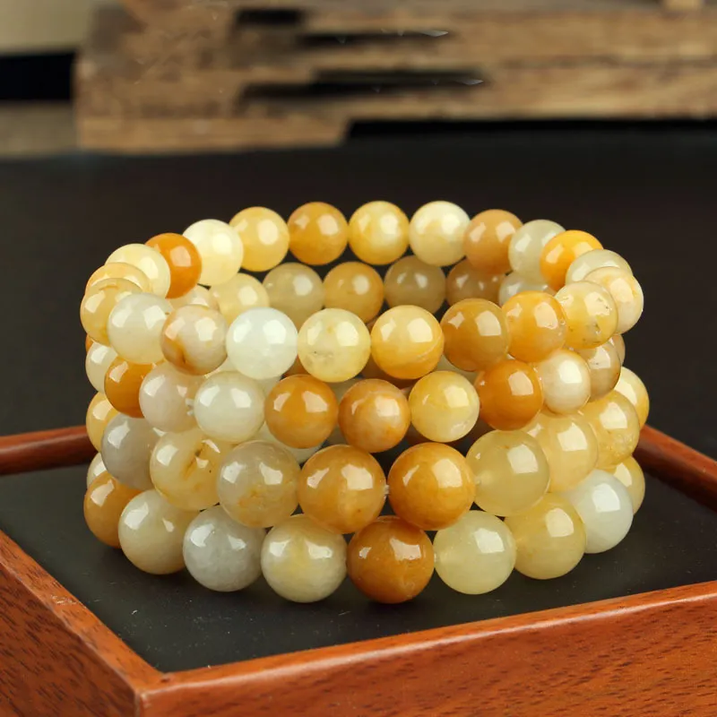 Natural Old Yellow Jade Bracelet 8-14mm Single