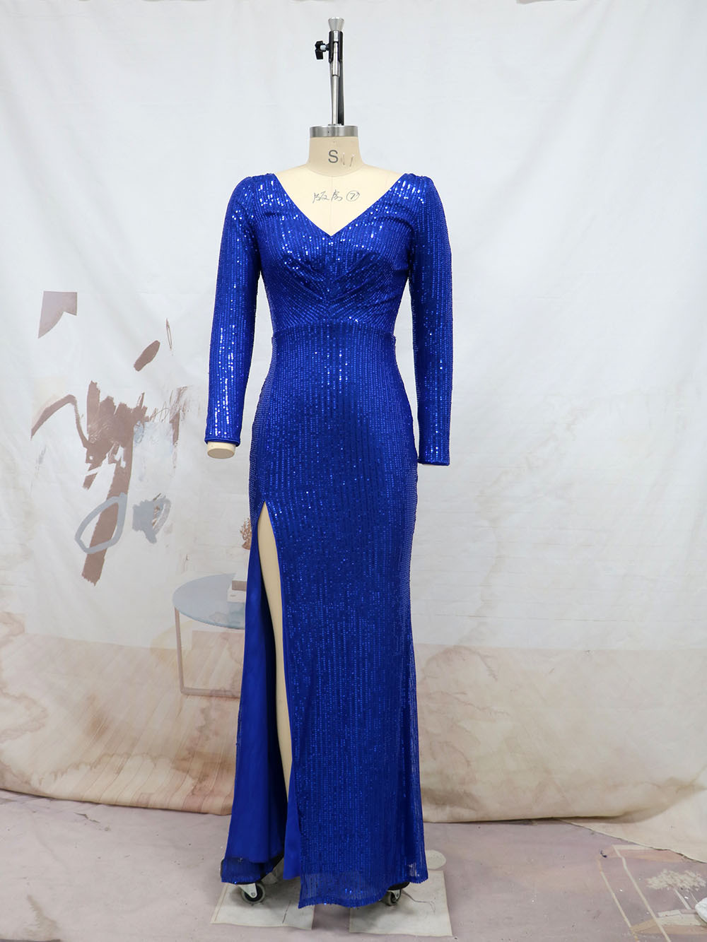 Long Sleeve V-Neck Maxi Dress, picture 2 of 5