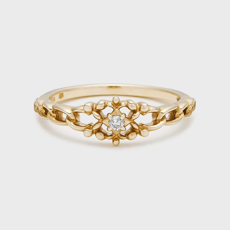 Title 4, 14K Gouden Star Twining Lace ring met witte zir...