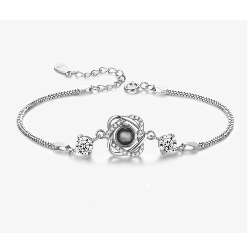 Title 1, Silver Double Heart Projection Bracelet Ladies ...