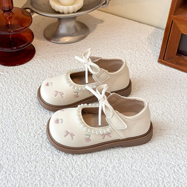Children's Leather Shoes, Girls' Shoes, Girls' Pearl Bow Embroidered Single Shoes — foto 7