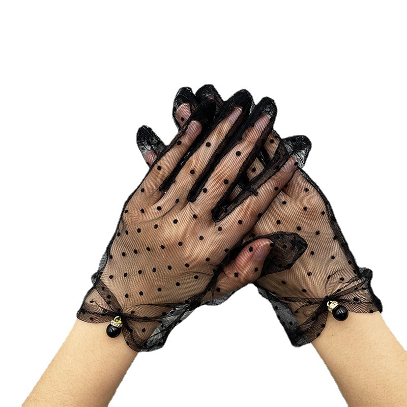 Simple Sunscreen Mesh Lace Thin Spotted Gloves