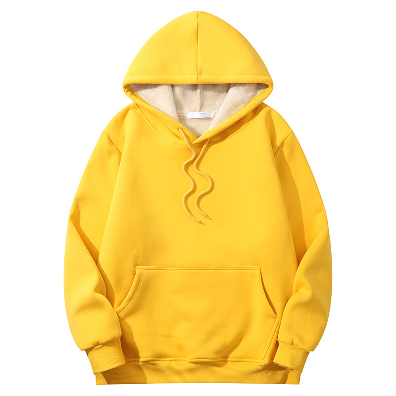 Winter Cashmere Solid Color Loose Warm Fleece Hoodie