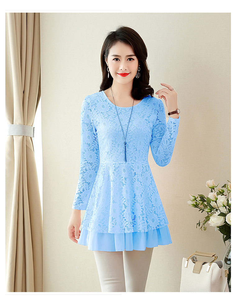 Mid-length Waist Waist Top Slimming Lace T-shirt